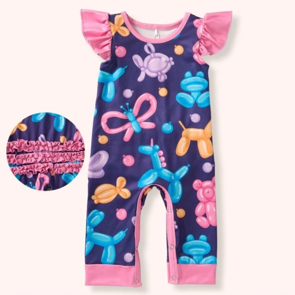 Colorful Balloon Friends Animal Baby Romper